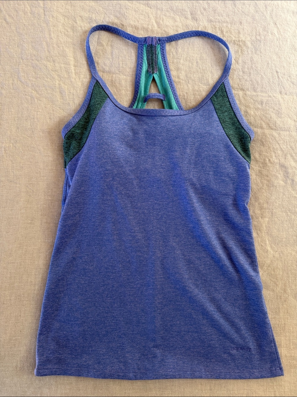 Patagonia Blue Racerback Tank with Built in Bra